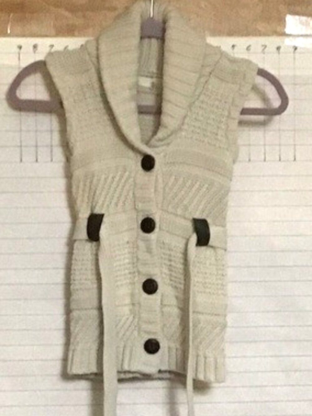 Kids Sleeveless cardigan - longer, sweater vest, belted, and buttons in front